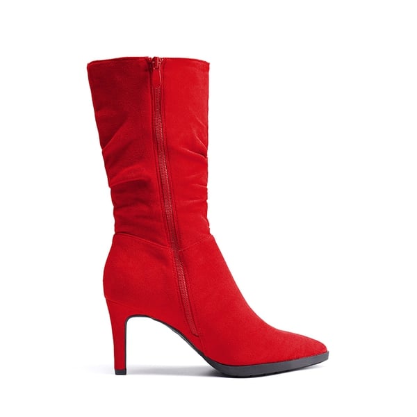 Dream Pairs Wrinkle Design Pointed Toe Mid Calf Boots