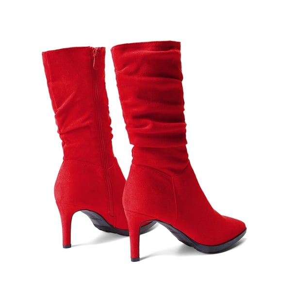 Dream Pairs Wrinkle Design Pointed Toe Mid Calf Boots