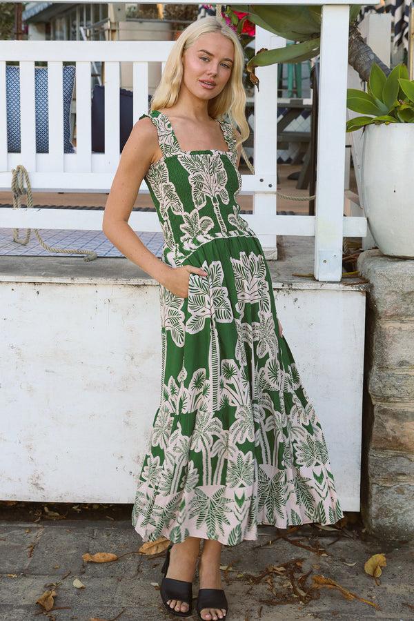 Dreamcatcher Bohemian Alianna Gianna-Green Midi Dress