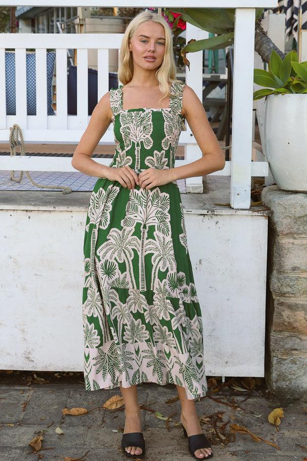 Dreamcatcher Bohemian Alianna Gianna-Green Midi Dress