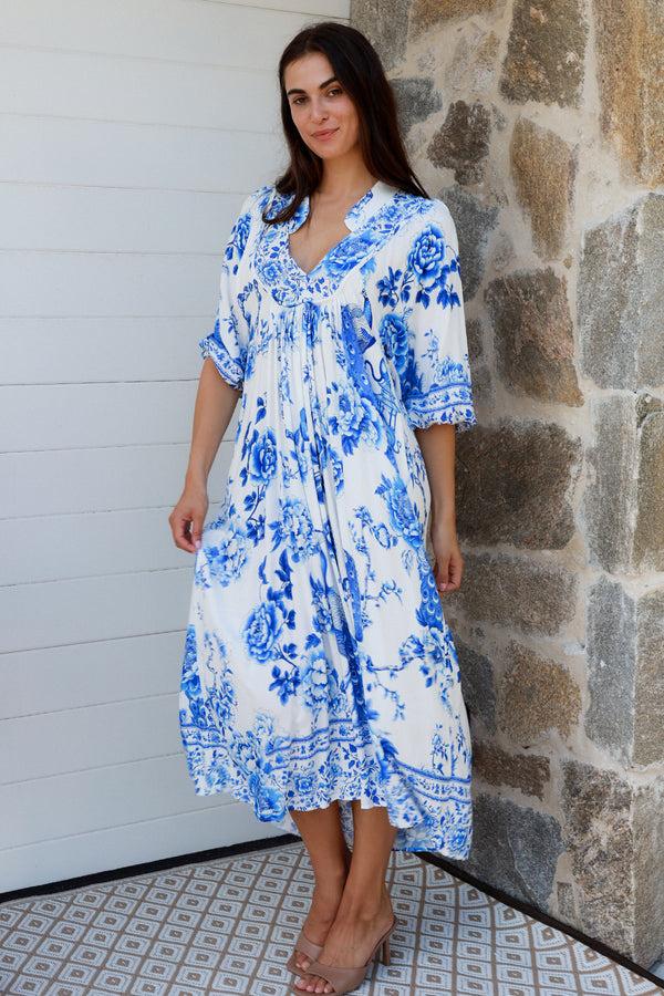 Dreamcatcher Bohemian Crystal 3/4 Sleeves Midi Dress