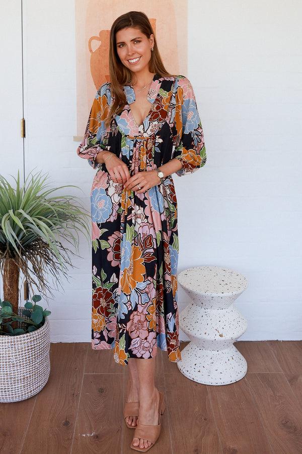 Dreamcatcher Bohemian Anya V-Neck Midi Dress