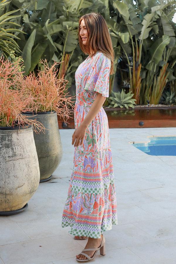 Dreamcatcher Bohemian Clio 1/2 Sleeves Midi Dress