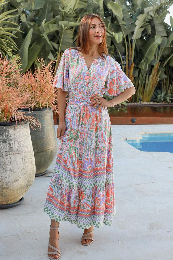 Dreamcatcher Bohemian Clio 1/2 Sleeves Midi Dress