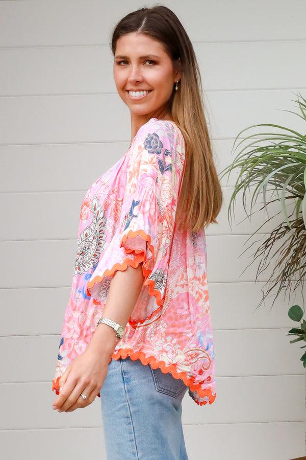 Dreamcatcher Bohemian Flora Pink Top