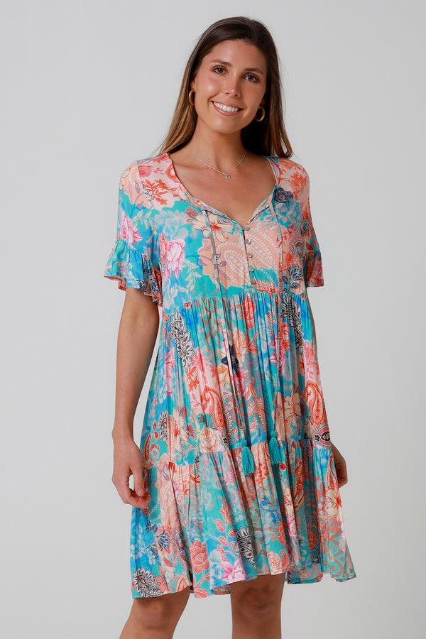 Dreamcatcher Bohemian Jaylani Blue Mini Dress