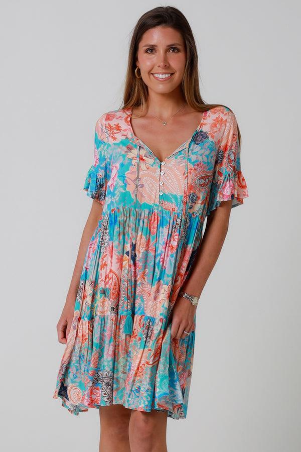 Dreamcatcher Bohemian Jaylani Blue Mini Dress