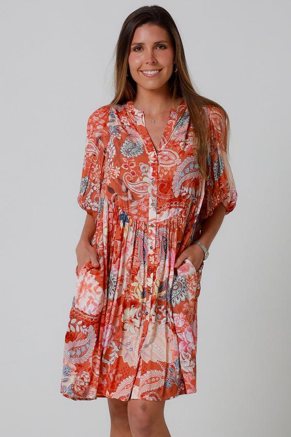 Dreamcatcher Bohemian Jaylani Orange Mini Dress