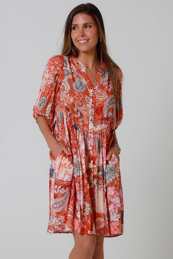 Dreamcatcher Bohemian Jaylani Orange Mini Dress