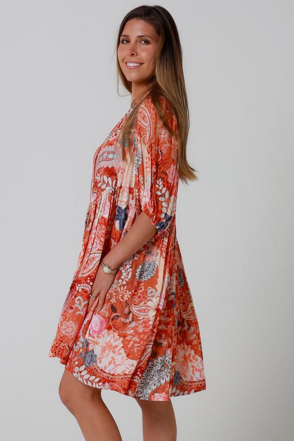 Dreamcatcher Bohemian Jaylani Orange Mini Dress