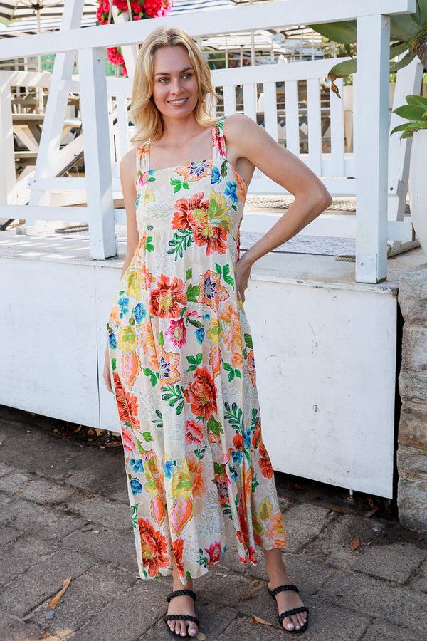 Dreamcatcher Bohemian Kianna Cream Maxi Dress