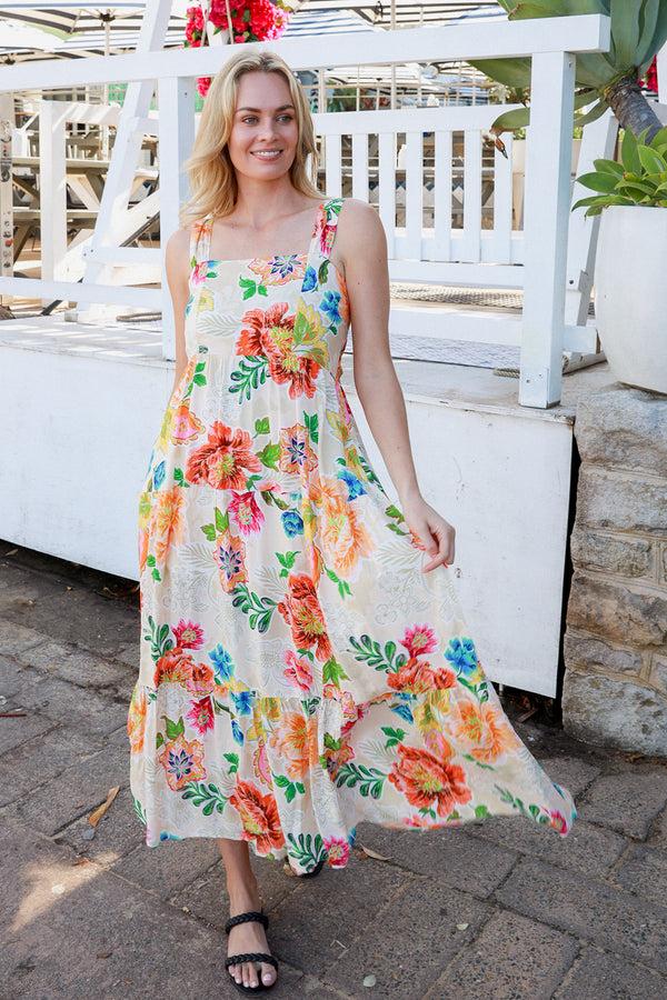 Dreamcatcher Bohemian Kianna Cream Maxi Dress