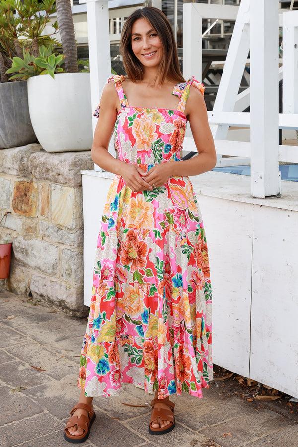 Dreamcatcher Bohemian Kianna Pink Slip Maxi Dress