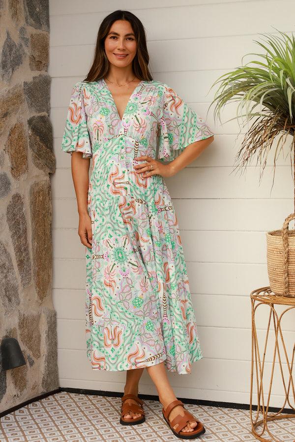 Dreamcatcher Bohemian Luca Green Midi Dress