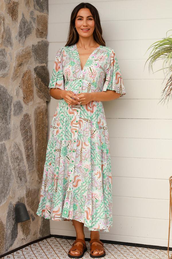 Dreamcatcher Bohemian Luca Green Midi Dress