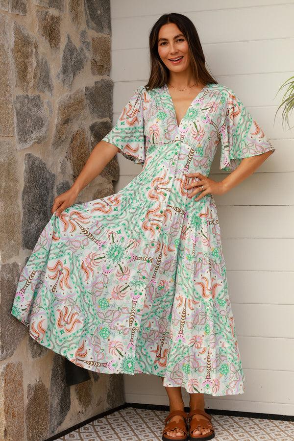 dreamcatcher bohemian Luca Green Midi Dress