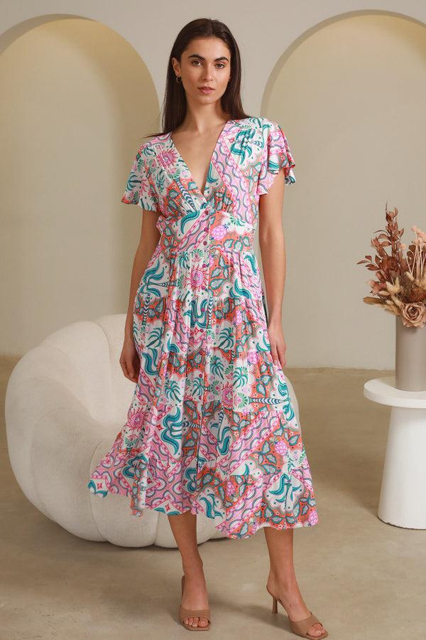 dreamcatcher bohemian Luca Pink Midi Dress