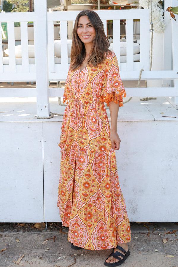 Dreamcatcher Bohemian Luisa Yellow Maxi Dress