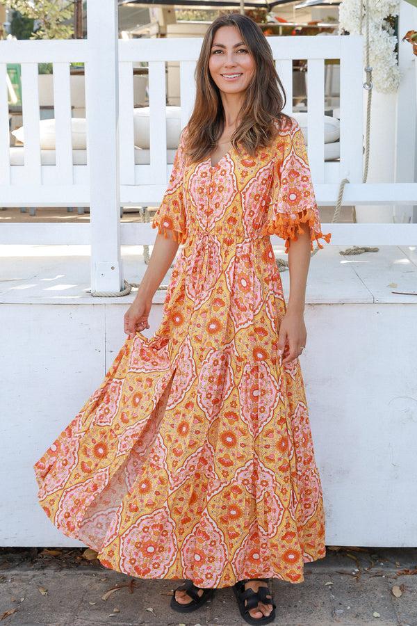 dreamcatcher bohemian Luisa Yellow Maxi Dress