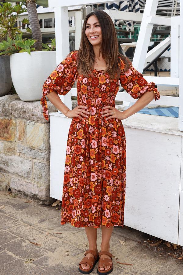 Dreamcatcher Bohemian Maggie Midi Dress-Millie