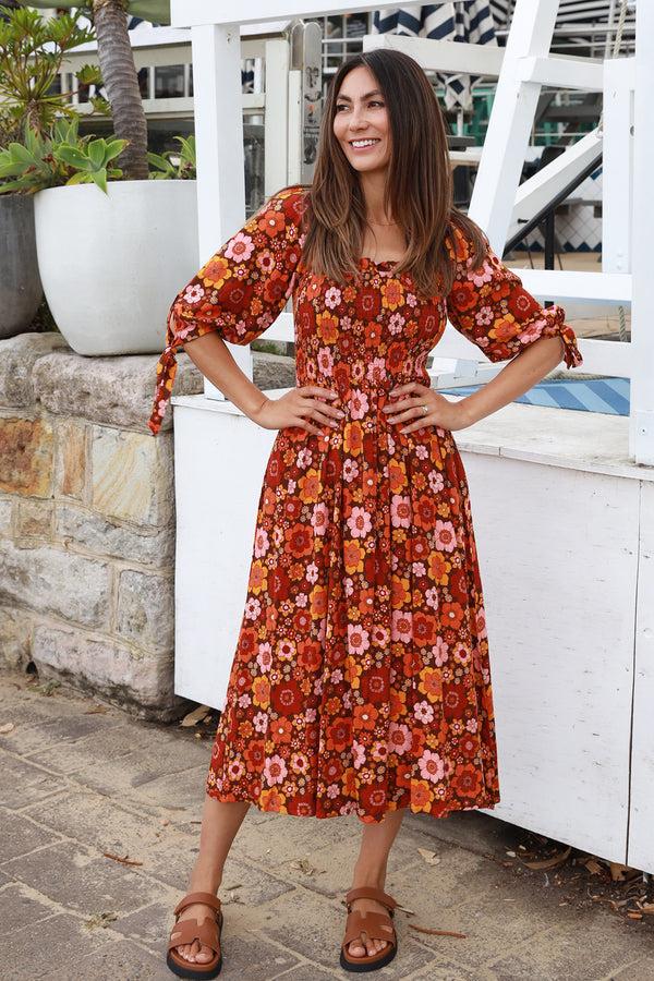 Dreamcatcher Bohemian Maggie Midi Dress-Millie