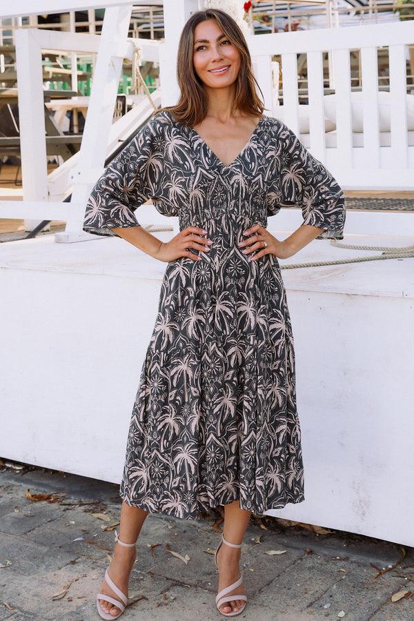 Dreamcatcher Bohemian Mya Midi Dress-Kayla