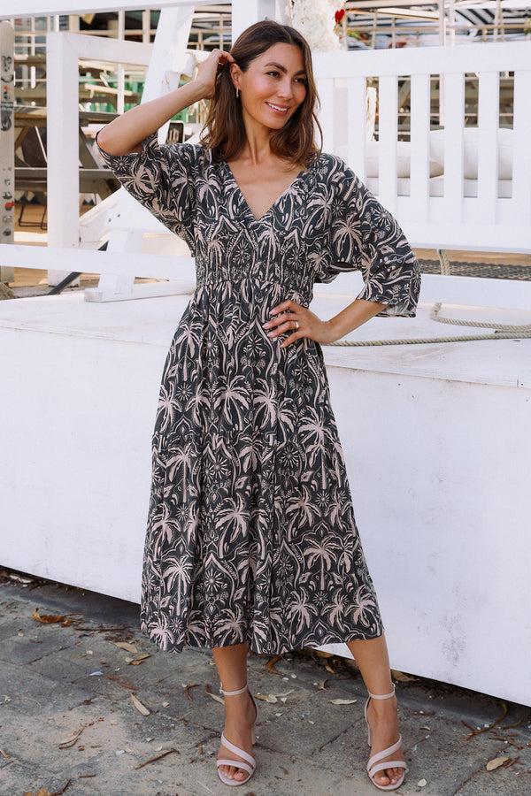 Dreamcatcher Bohemian Mya Midi Dress-Kayla