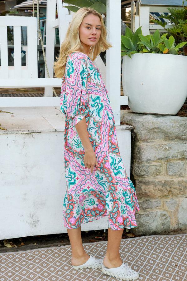 Dreamcatcher Bohemian Raquel Midi Dress Luca Pink