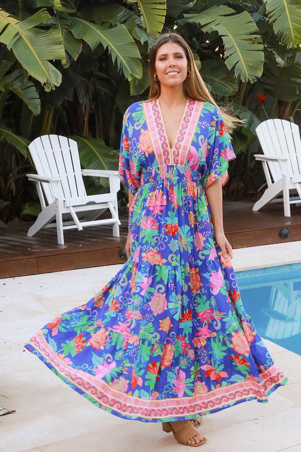 Dreamcatcher Bohemian Viginia Blue Maxi Dress