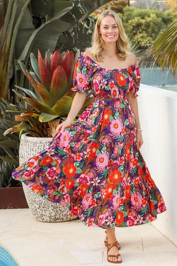 Dreamcatcher Bohemian Violet Maxi Dress Sophia