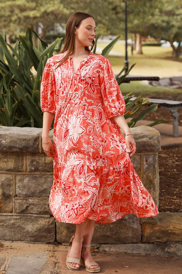 Dreamcatcher Bohemian Zhuri V-Neck Midi Dress