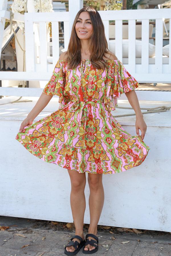 Dreamcatcher Bohemian Graciela Off Shoulder Mini Dress