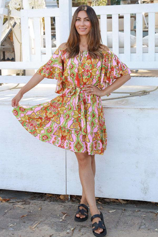 Dreamcatcher Bohemian Graciela Off Shoulder Mini Dress