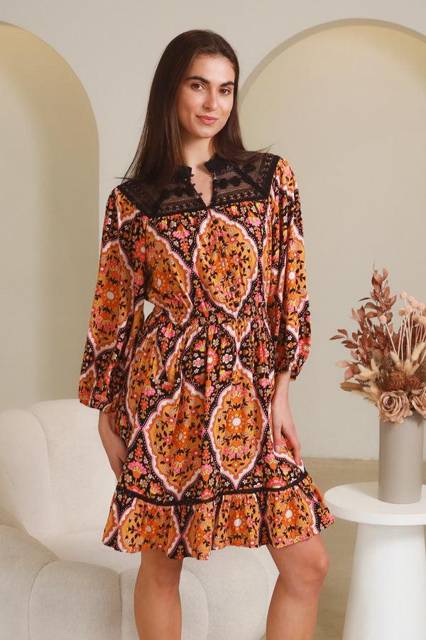 Dreamcatcher Bohemian Judith Luisa-Black Mini Dress