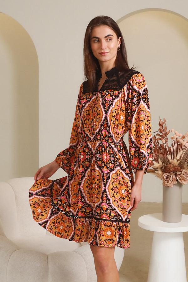 Dreamcatcher Bohemian Judith Luisa-Black Mini Dress