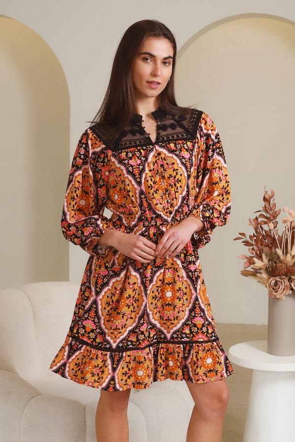 Dreamcatcher Bohemian Judith Luisa-Black Mini Dress