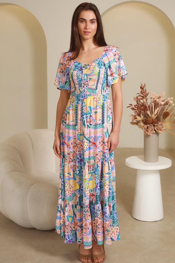 Dreamcatcher Bohemian Sharon Short Sleeves Maxi Dress