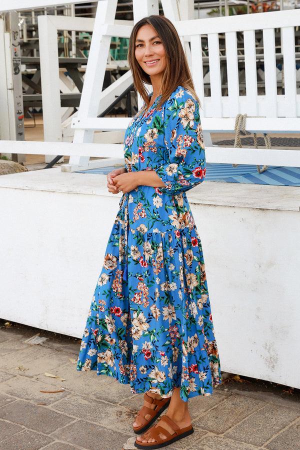 Dreamcatcher Bohemian Sophie 1/2 Sleeves V-Neck Maxi Dress
