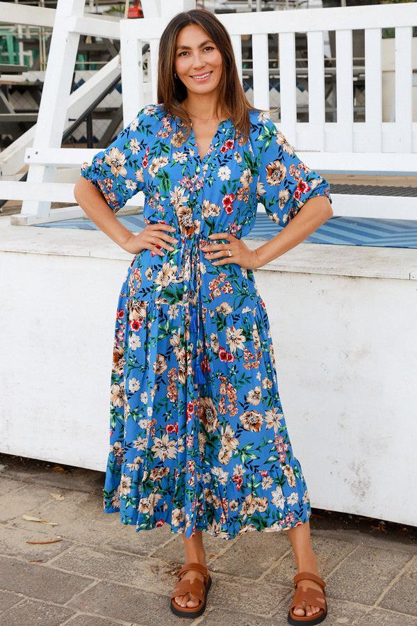 Dreamcatcher Bohemian Sophie 1/2 Sleeves V-Neck Maxi Dress