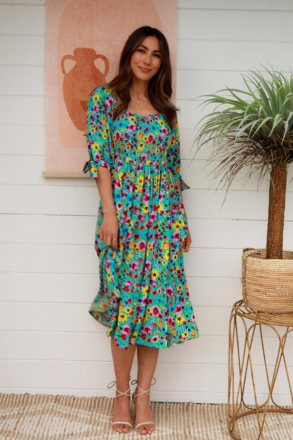 Dreamcatcher Bohemian Winnie 1/2 Sleeves Midi Dress