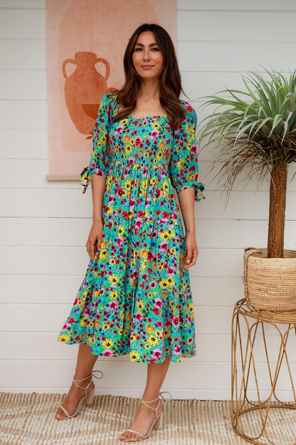 Dreamcatcher Bohemian Winnie 1/2 Sleeves Midi Dress