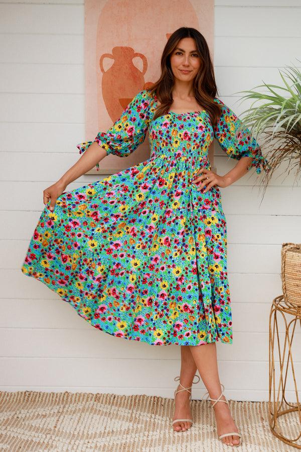 dreamcatcher bohemian Winnie 1/2 Sleeves Midi Dress