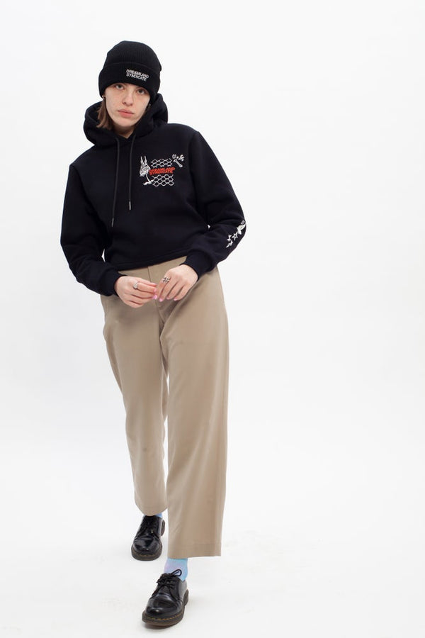 Dreamland Syndicate Cuteland Cropped Hoodie Black