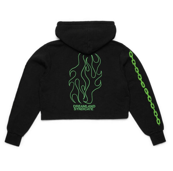 Dreamland Syndicate Flames Cropped Hoodie