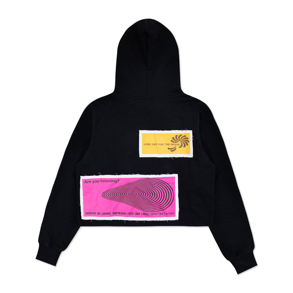 Dreamland Syndicate Signals/Echoes Cropped Hoodie With Patches