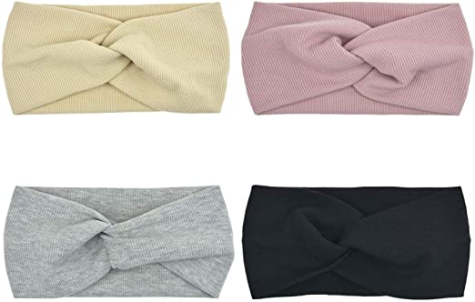 Dreshow 4 Pack Cross Headbands Vintage Elastic Head Wrap Stretchy Hairband Twisted Cute Hair Accessories
