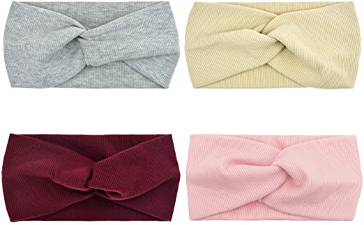 Dreshow 4 Pack Cross Headbands Vintage Elastic Head Wrap Stretchy Hairband Twisted Cute Hair Accessories