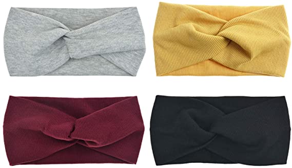 Dreshow 4 Pack Cross Headbands Vintage Elastic Head Wrap Stretchy Hairband Twisted Cute Hair Accessories