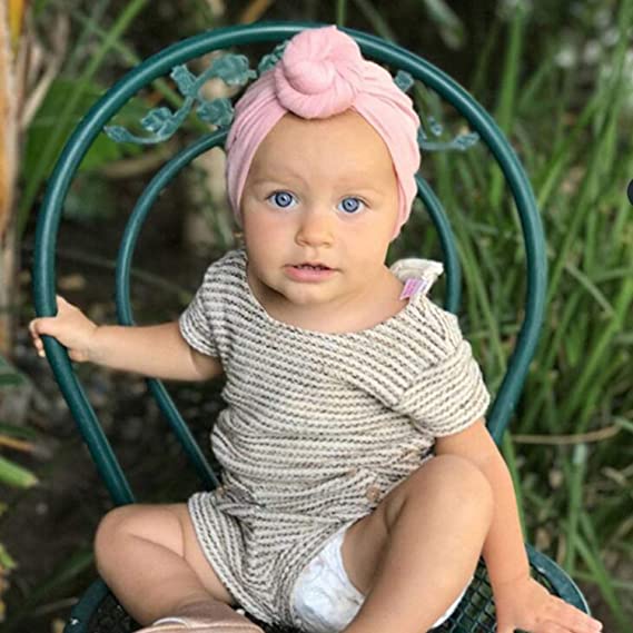 dreshow 5 Pack Baby Turban Hats Knotted/Bow Turban Hat