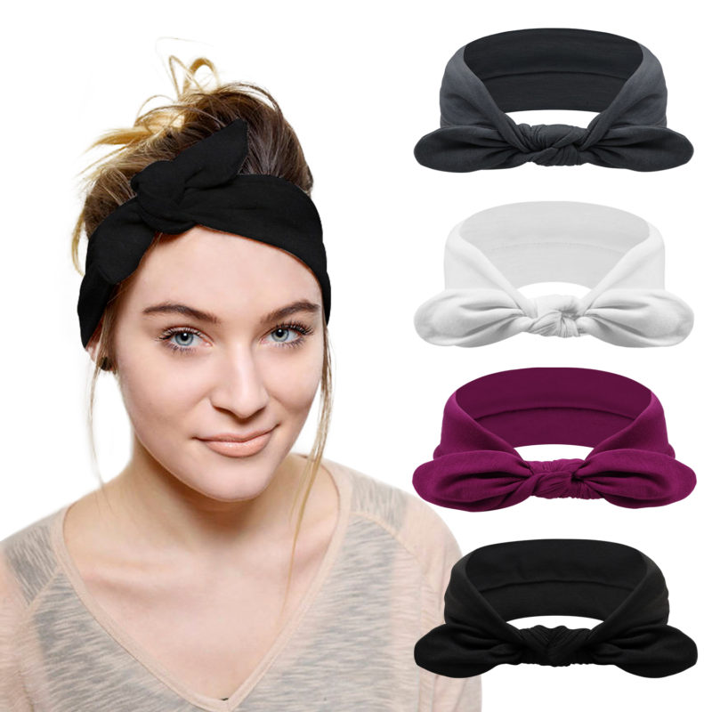 Dreshow DRESHOW 4 Pack Bow Headband For Women Knotted Hair Band Facial Cloth Headbands